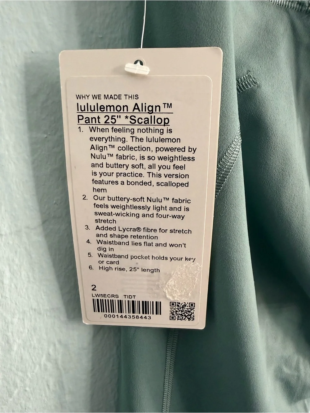 Lululemon Align High-Rise Scallop Pant 25”/Color Tidewater Teal
